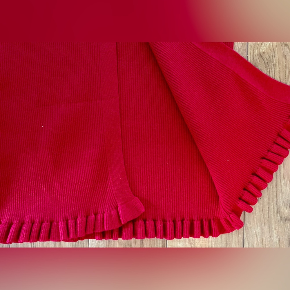 Red Button-Front Ribbed Midi Skirt - Picture 6 of 8